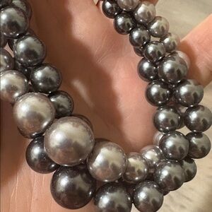 Vintage‎ Silver and Gray Pearl Necklace 8"-9"